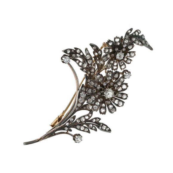Diamonds and gold brooch - Picture 1 of 2